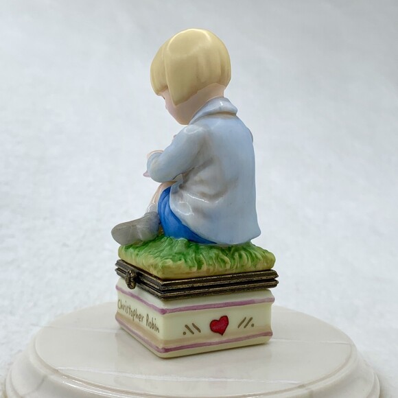Disney Classic Pooh Christopher Robin Porcelain Hinged Trinket Box Vintage 90s - Picture 3 of 13